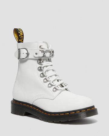 Dr Martens 1460 Pascal Chain Leren Veterlaarzen Dames Wit | NL 595HAP